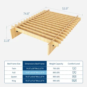 Low-Profile Wood Platform Bed Frame with Storage