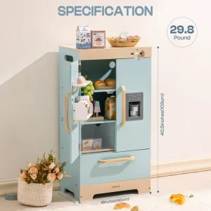 Wooden Kids Play Refrigerator with Ice Dispenser