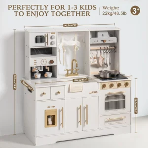 Wooden Play Kitchen Set with Cookware Accessories