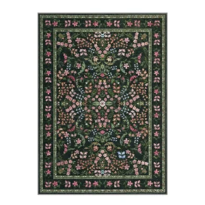 Vintage Floral Low-Pile Washable Area Rug