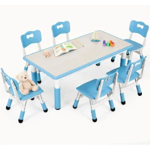 Kids Table and 6 Chairs Set, Adjustable